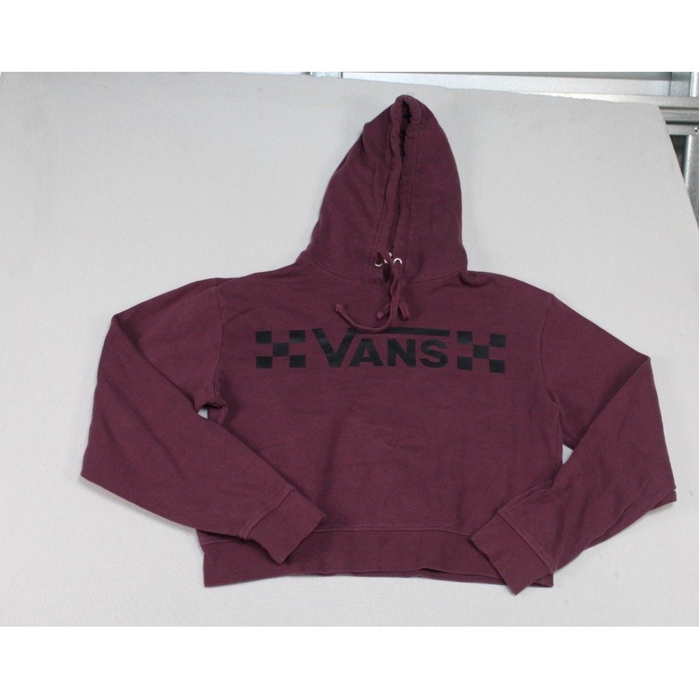 Vans Of the Wall Women Red Sweater Hooded Crop Top Long Sleeve Size Medium